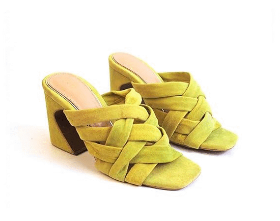 Your Sole Wolly Lime Green Suede Leather Heels