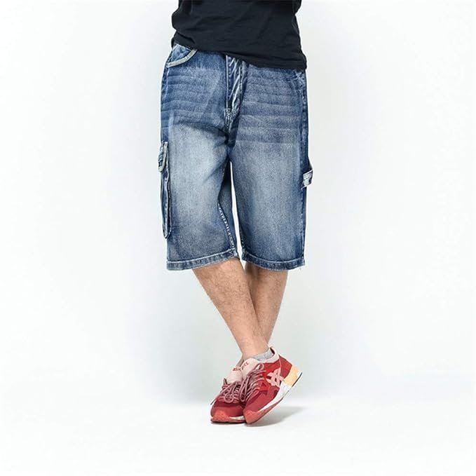 Men's Casual Jean Shorts Classic Loose Fit Summer Demin Shorts Skateboard Jogging Dance Shorts - Image 4