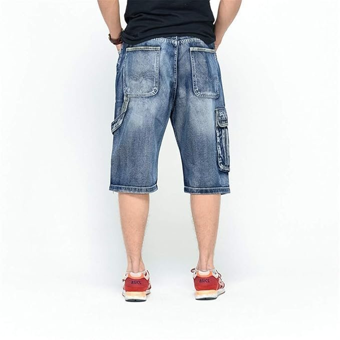 Men's Casual Jean Shorts Classic Loose Fit Summer Demin Shorts Skateboard Jogging Dance Shorts - Image 5
