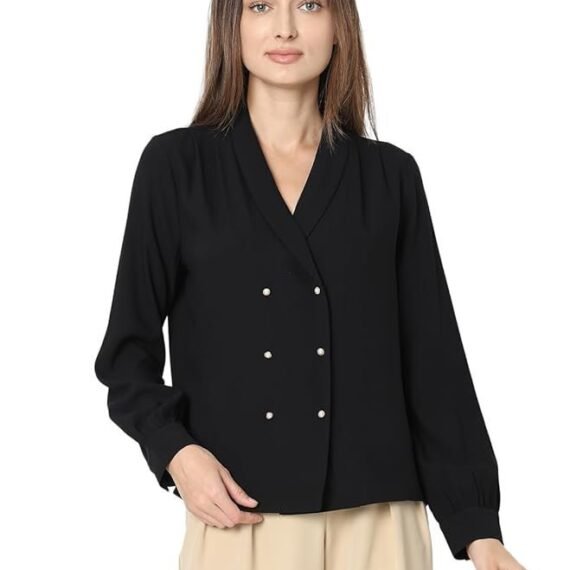 VMS Cuffed Sleeves Shirt Style Top