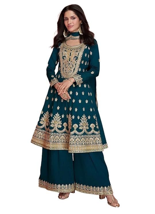 Ethnik Women's Pink Vichitra Silk Stitched Top With Stitched Vichitra Silk Bottom and Vichitra silk Dupatta Full Sleeve Embroidered Straight Kurta