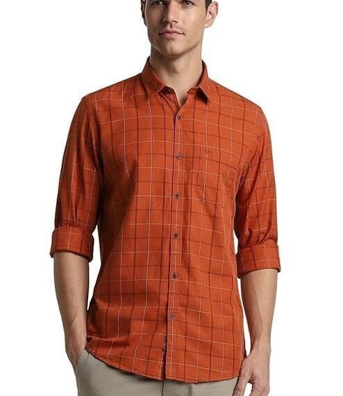 Land Men's Checkered Casual Everyday Full Sleeve Shirt | 100% Cotton
