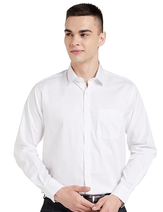 Men's Solid Cotton Formal Shirt | Plain | Full Sleeve - Regular Fit