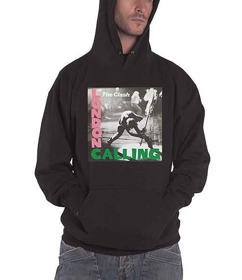 Hoodie London Calling Band Logo Official Mens Black Pullover