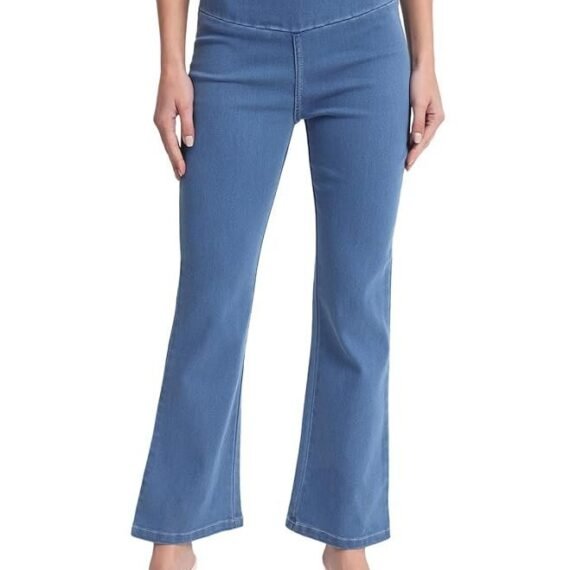 Denim Boot Cut Fit Stretchable High Waist Elastic Closer Solid Jeggings for Women