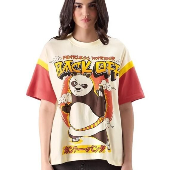 Back Womens Oversized Fit Graphic Printed Half Sleeve Cotton Multicolored