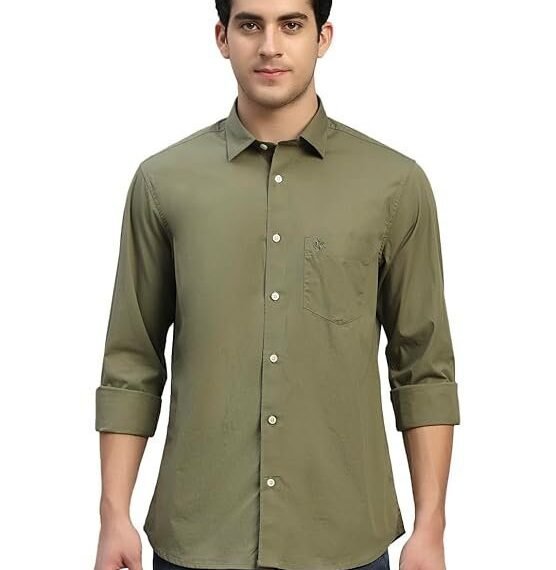 Men's Solid Full Sleeves Spread Collar Casual Shirt