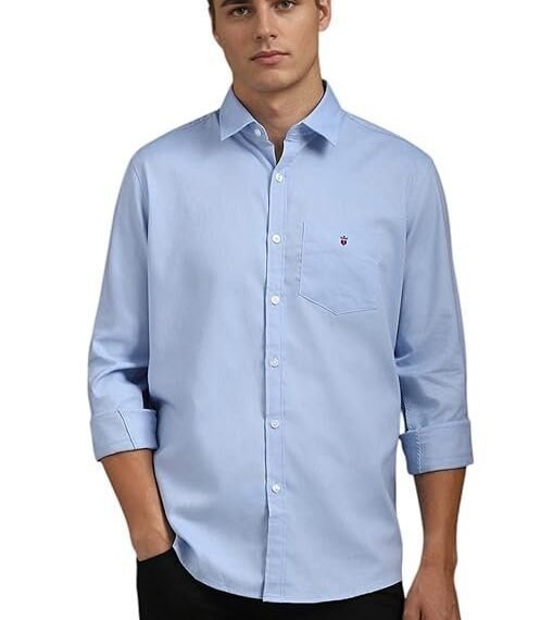 Men's Easy to Care Cotton Slim fit Solid Casual Shirt with Natural Stretch