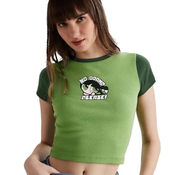 Womens and Girls Regular fit Graphic Printed Half Sleeve Cotton Multicolored Women Cropped Tops