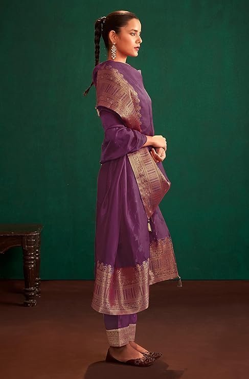Women's Organza Jacquard Straight Kurta Set - Image 3