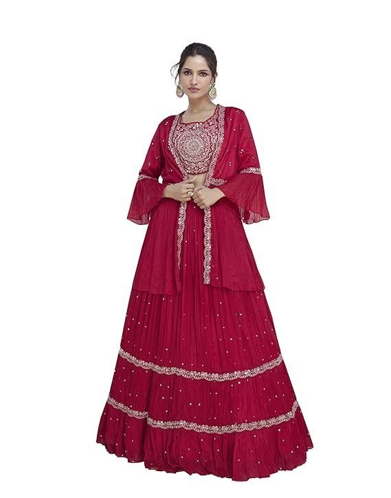 Ethnik Elegant Pink Embroidered Lehenga Choli Set
