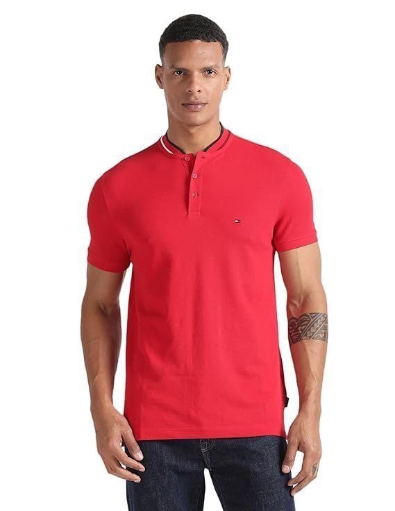 HILFI Men's Cotton Graphic Slim Fit Polo