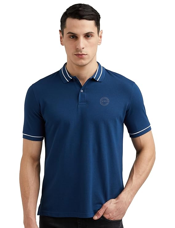 Men's Regular Fit Insignia Half Sleeve Polo T-Shirt | Cotton Rich | Premium Pique Weave
