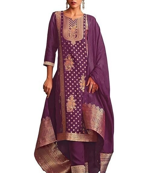 Women's Organza Jacquard Straight Kurta Set