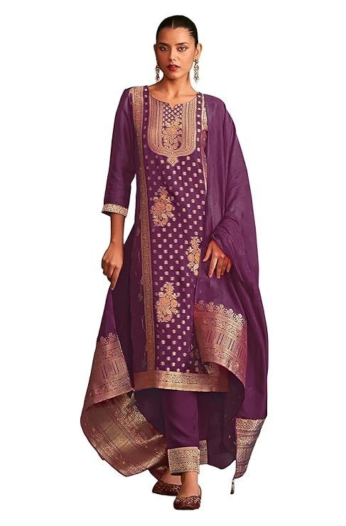 Women's Organza Jacquard Straight Kurta Set