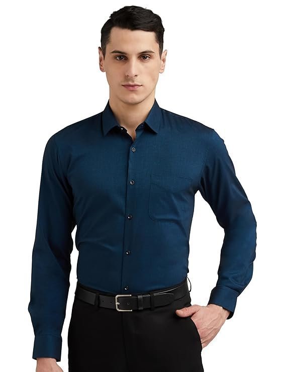 Pete Men's Everyday Solid Slim Fit Full Sleeve Formal Shirt | Cotton-Rich