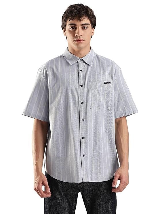 Ck Jeans Striped Relaxed-Fit Oxford Woven Shirt