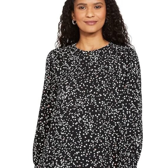 Womens Printed Polyester Round Neck Regular Fit Top