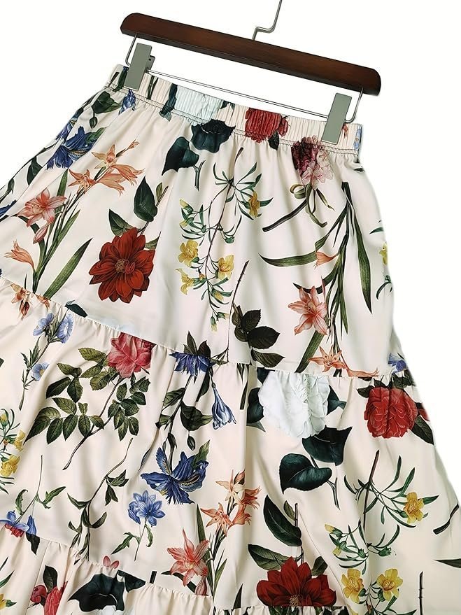 Floral Printed Western Summer Wear | Lightweight Soft Fabric | Casual & Festive Maxi Skirt - Image 2