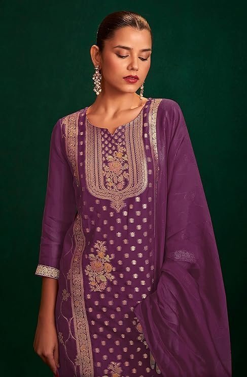 Women's Organza Jacquard Straight Kurta Set - Image 5