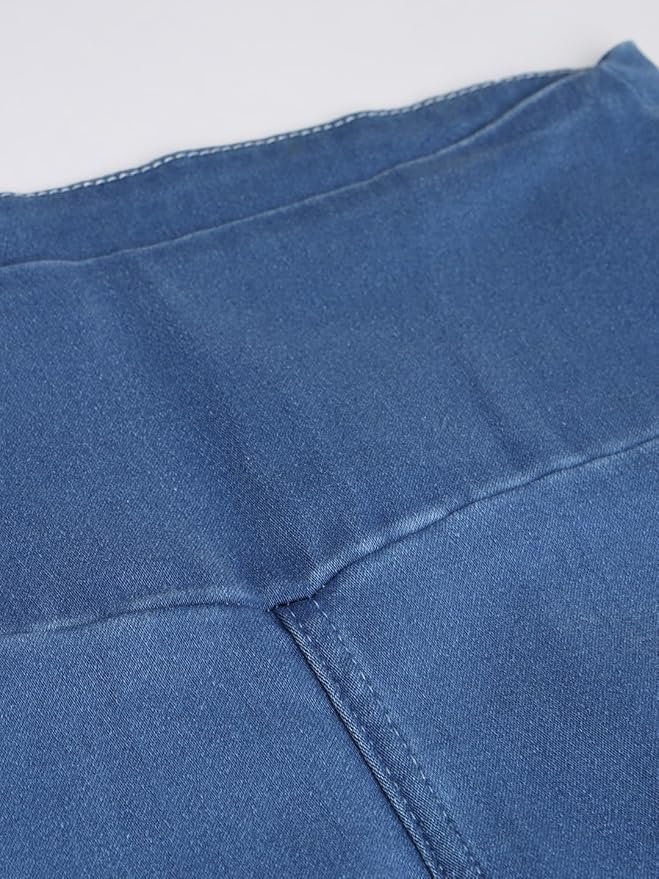 Denim Boot Cut Fit Stretchable High Waist Elastic Closer Solid Jeggings for Women - Image 2