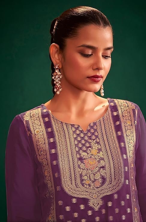 Women's Organza Jacquard Straight Kurta Set - Image 4